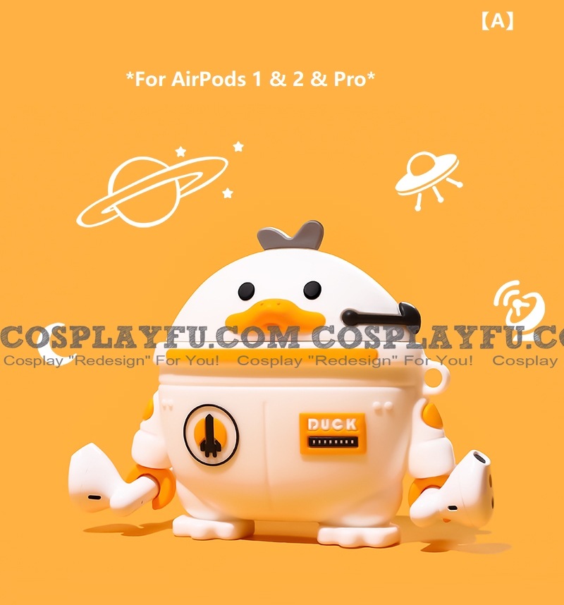 Cute White Space Duck | Airpod Case | Silicone Case for Apple AirPods 1, 2, Pro